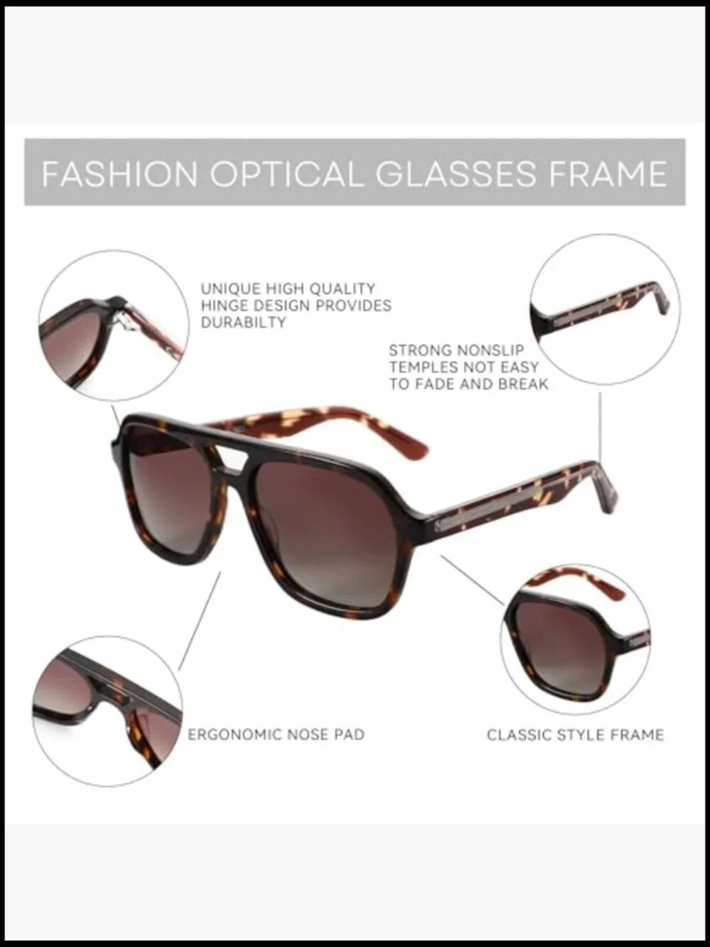 Polarized Aviator Sunglasses with UV400 Protection Acetate Frame